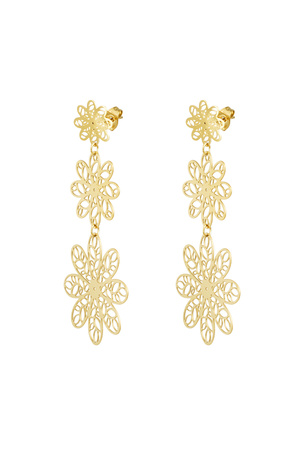 Earrings 3 flowers - gold h5 