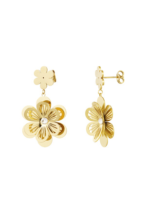 Flower earrings with stone - gold h5 
