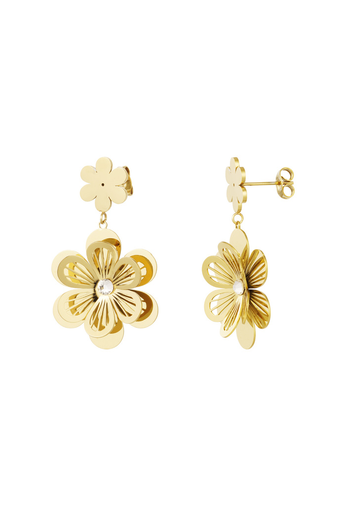 Boucles d'oreilles fleur avec pierre - or 