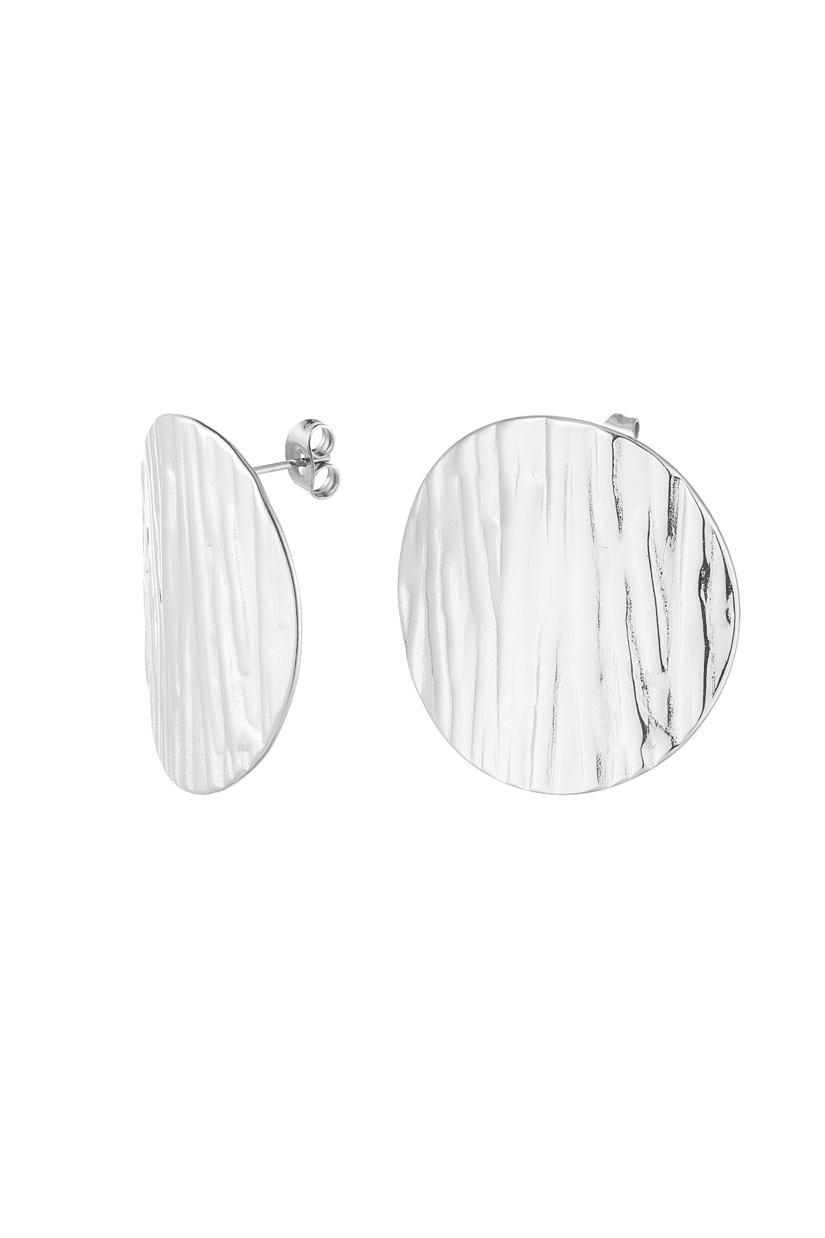 Round earrings with print - Silver Color color