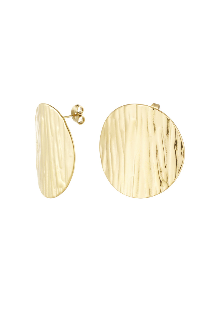Round earrings with print - gold 