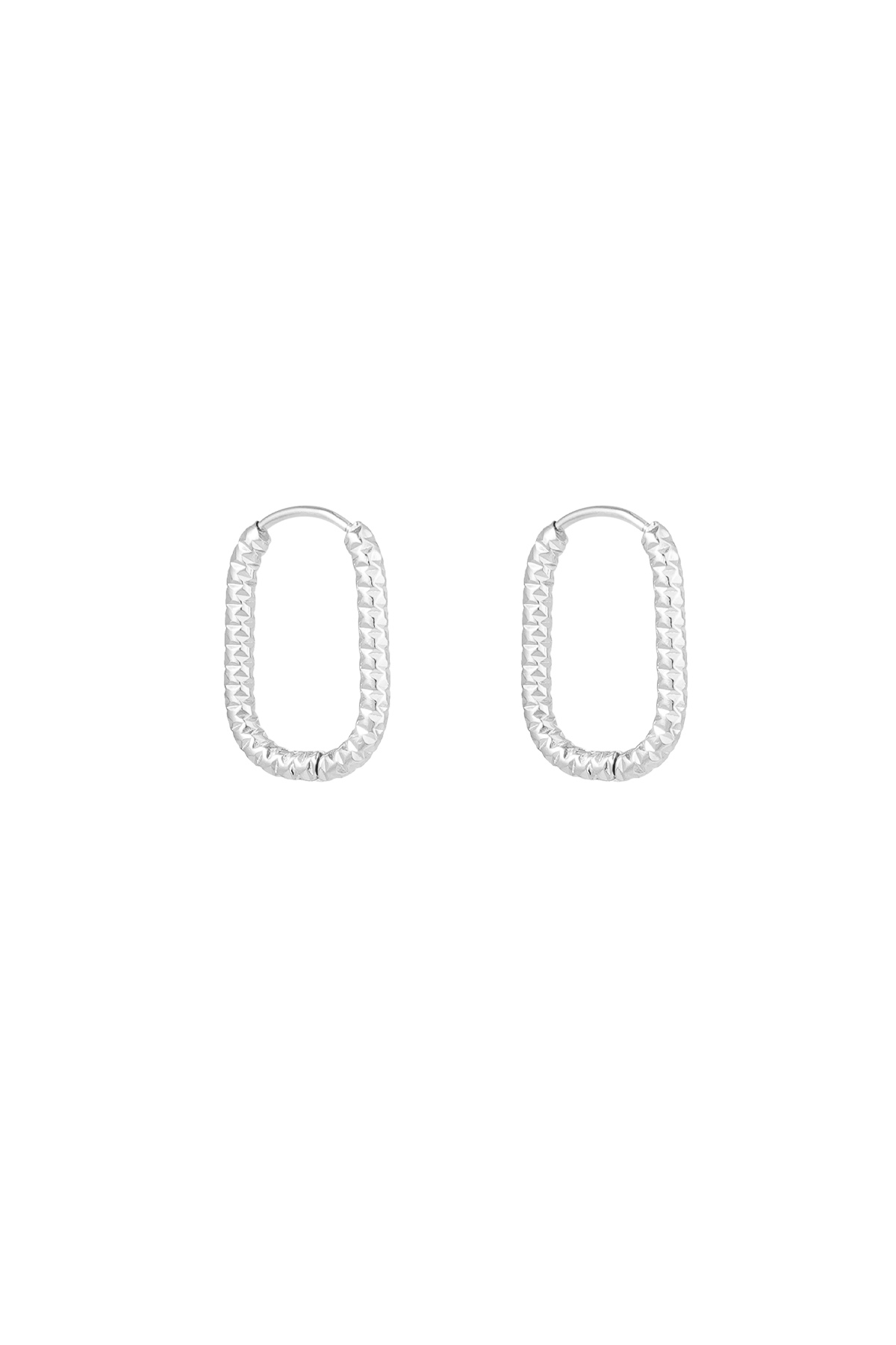 Earrings ribbed elongated - silver h5 