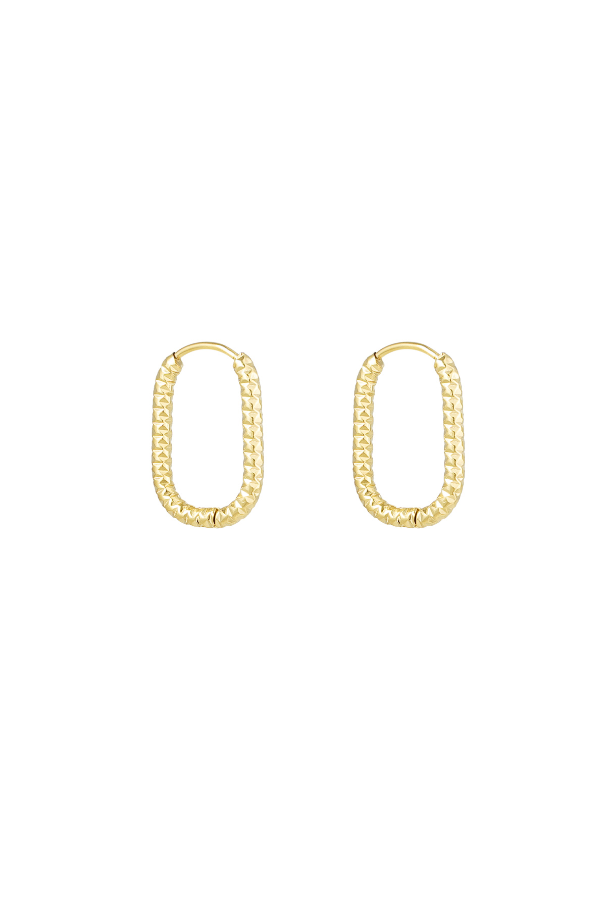 Earrings ribbed elongated - gold h5 
