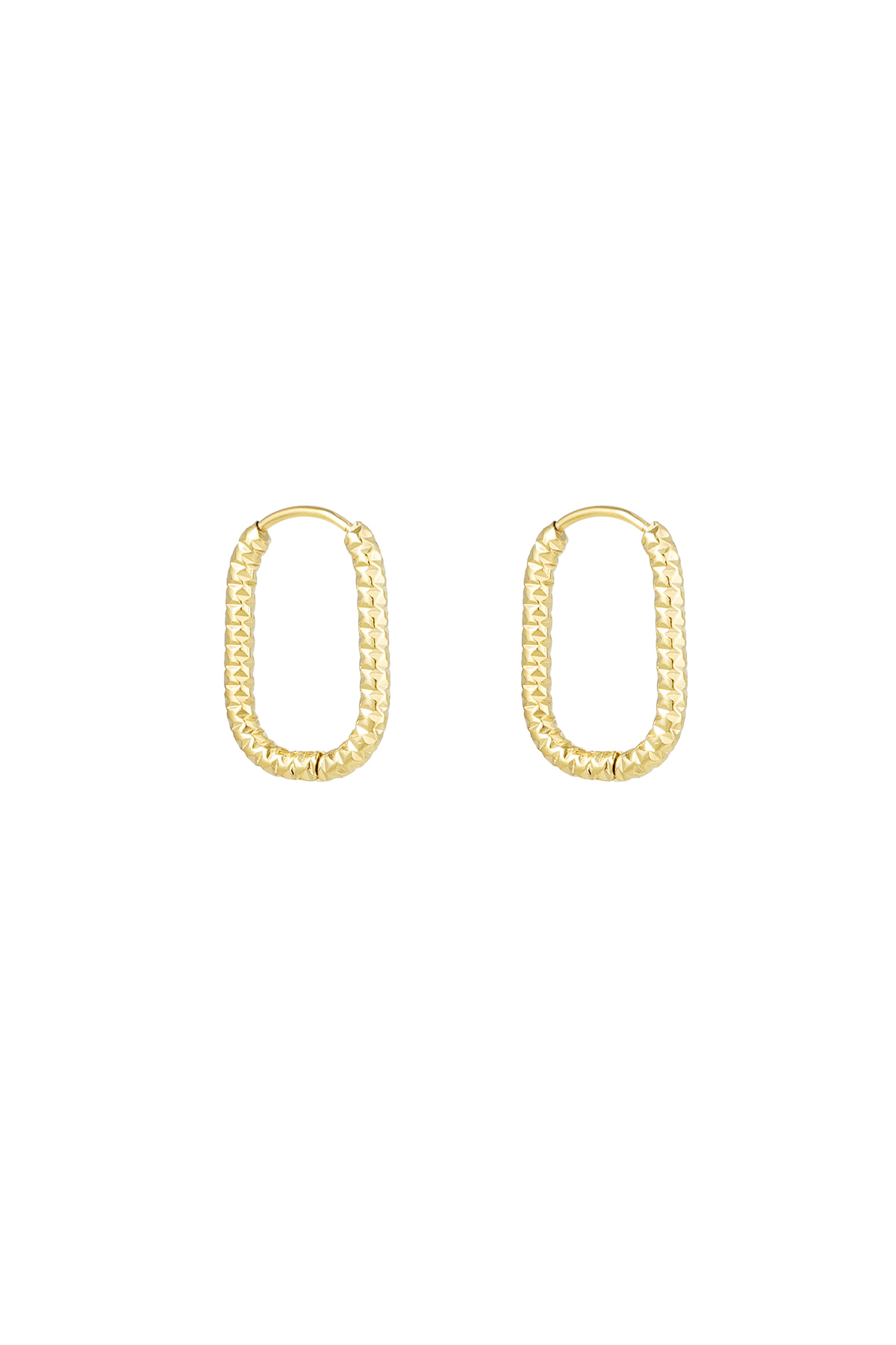 Earrings ribbed elongated - Gold color