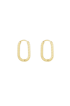 Earrings ribbed elongated - gold h5 