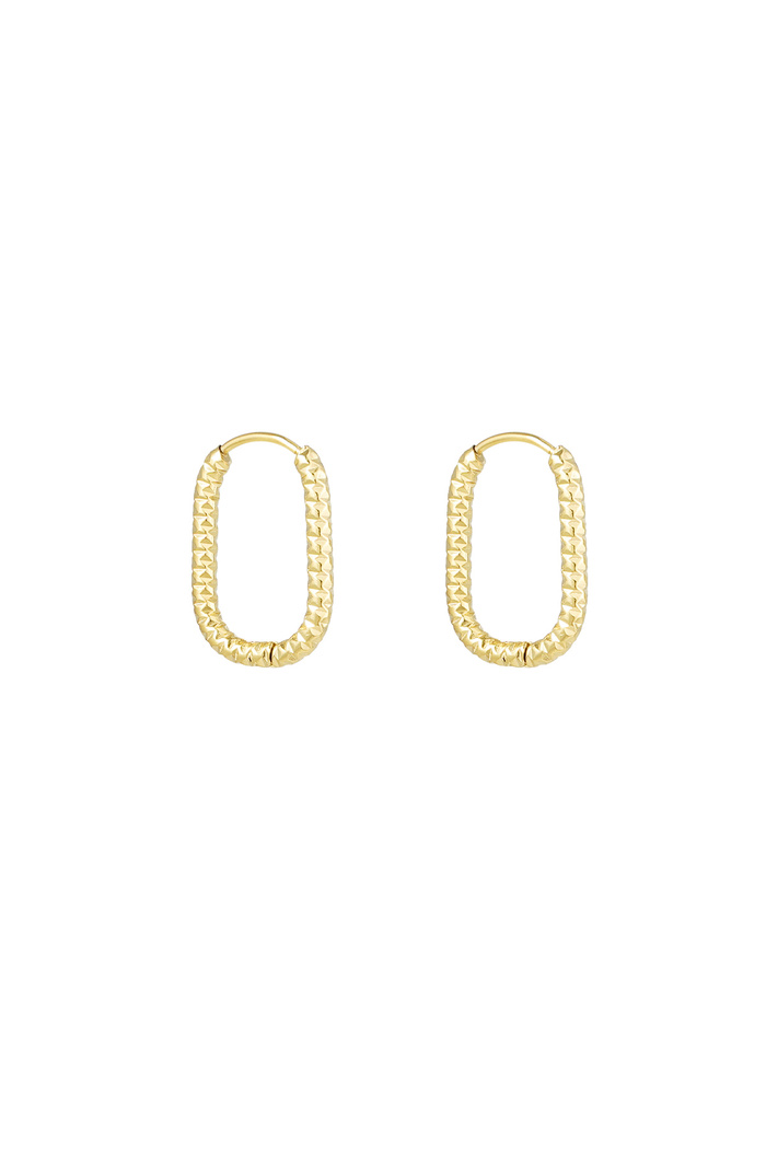 Earrings ribbed elongated - gold 