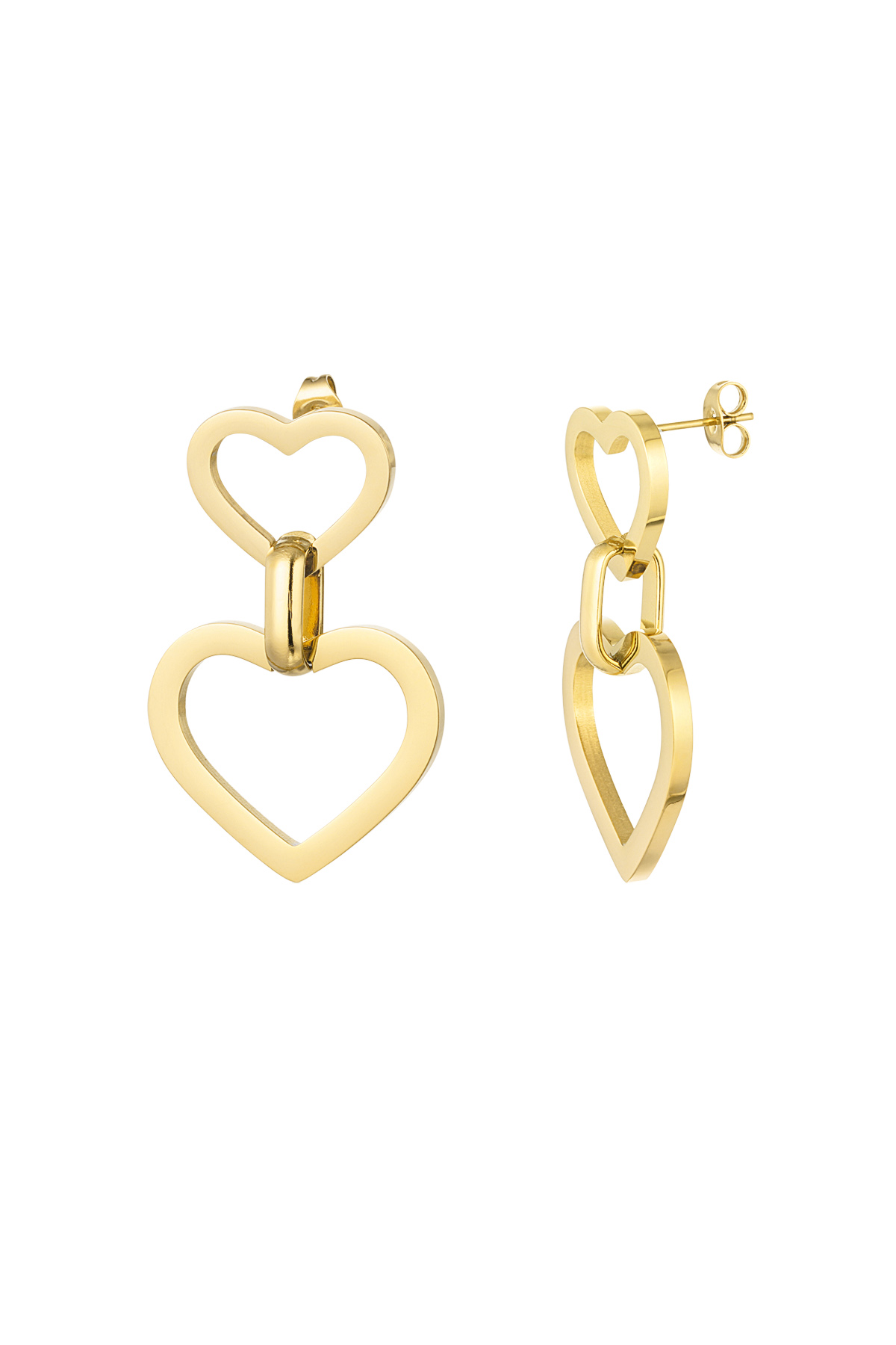 Earrings hearts with link - gold h5 