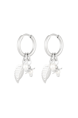Leaf earrings with pearls - silver h5 