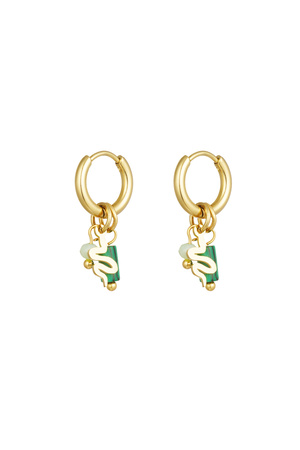 Ohrringe aus Naturstein mit Schlangendetail – Grüngold h5 