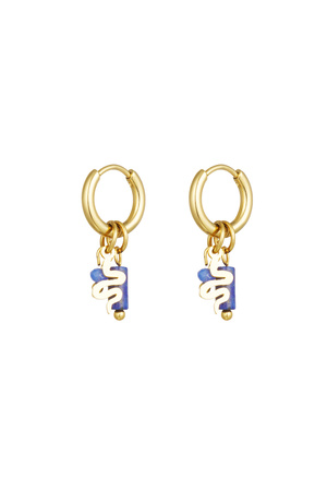 Earrings natural stone with snake detail - blue gold h5 