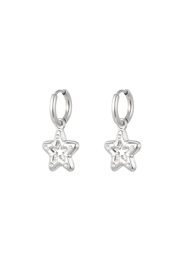 Earrings star with stones - silver 