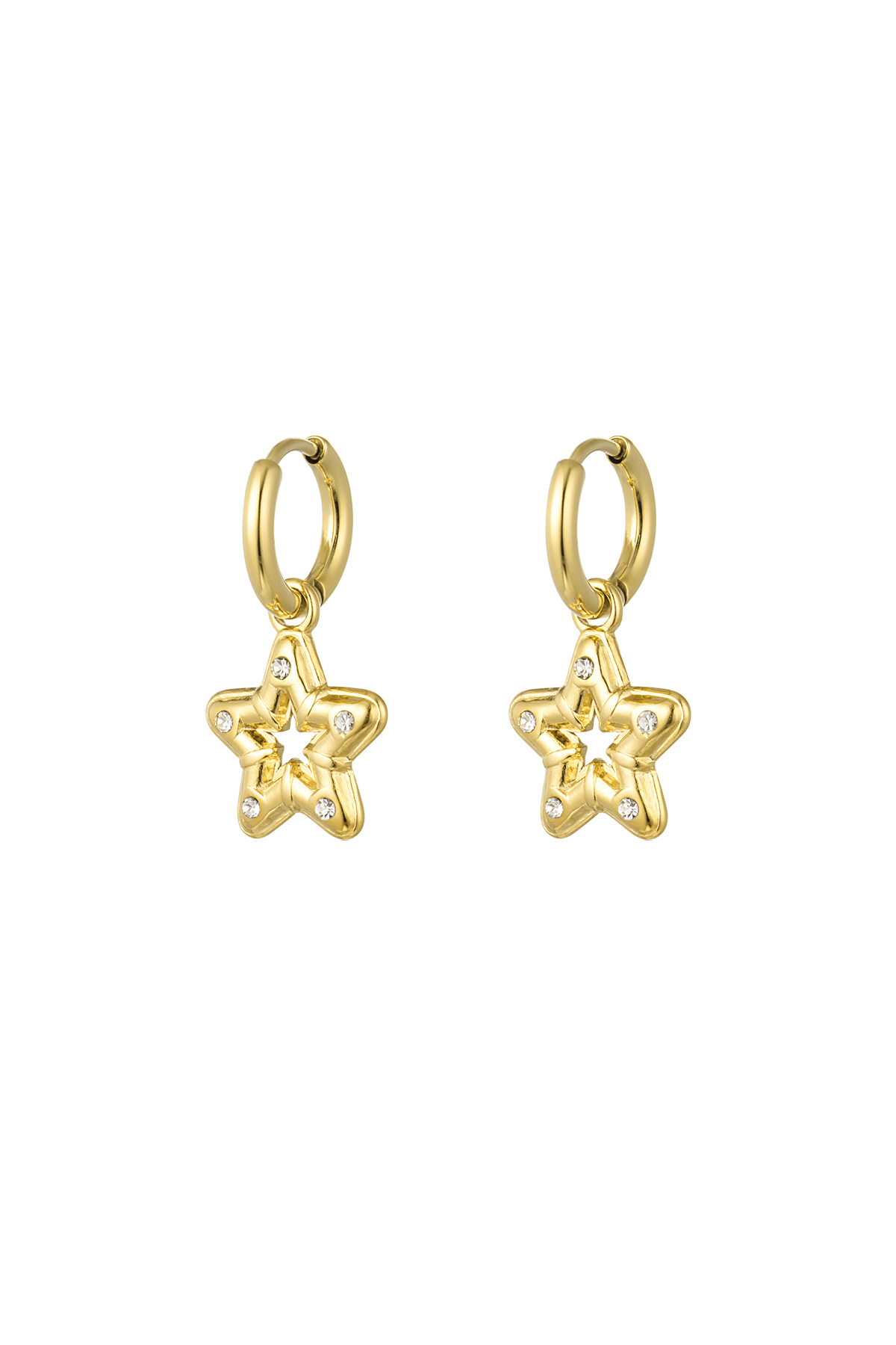 Boucles d'oreilles étoile avec pierres - doré