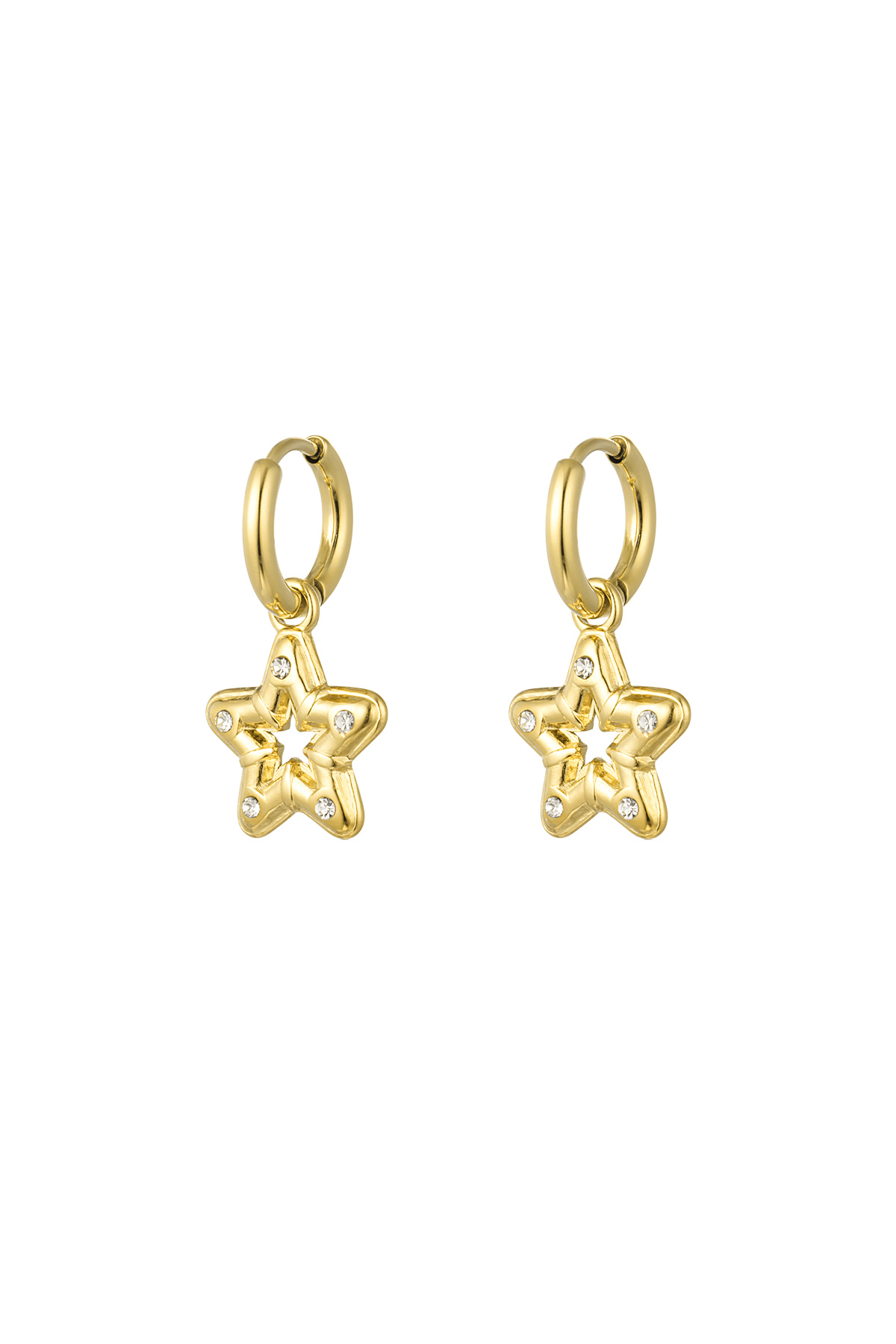 Earrings star with stones - gold