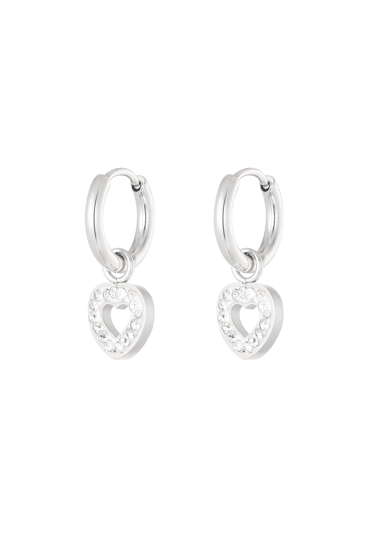 Cute heart earrings - silver 