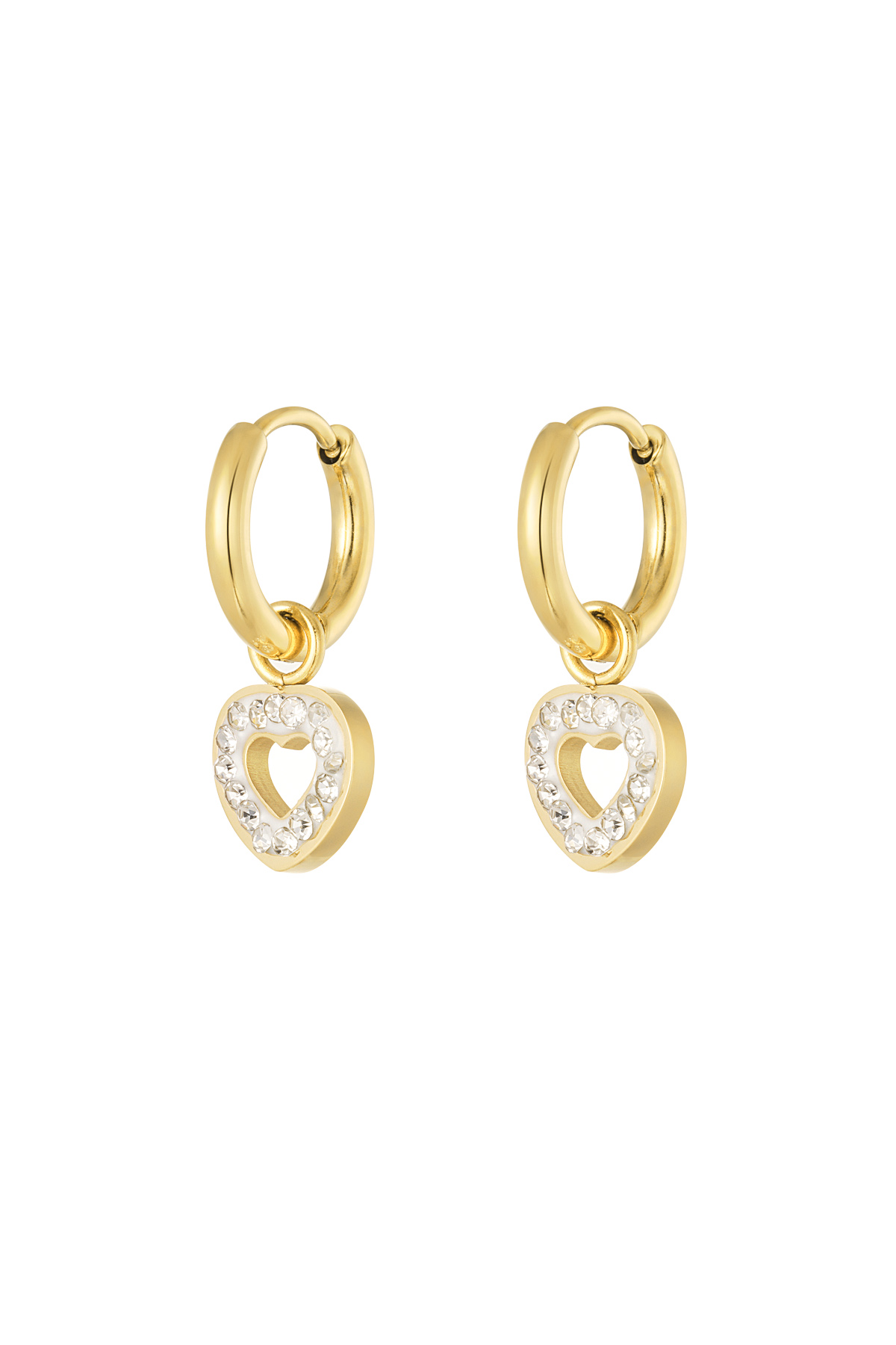 Earrings cute heart - gold h5 