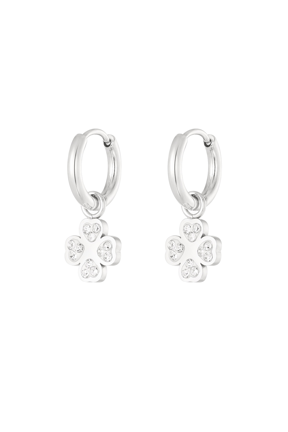 Heart clover earrings - silver h5 