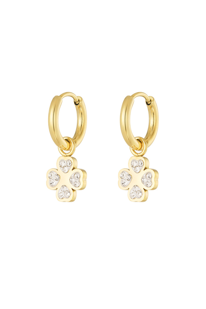 Earrings hearts clover - gold 