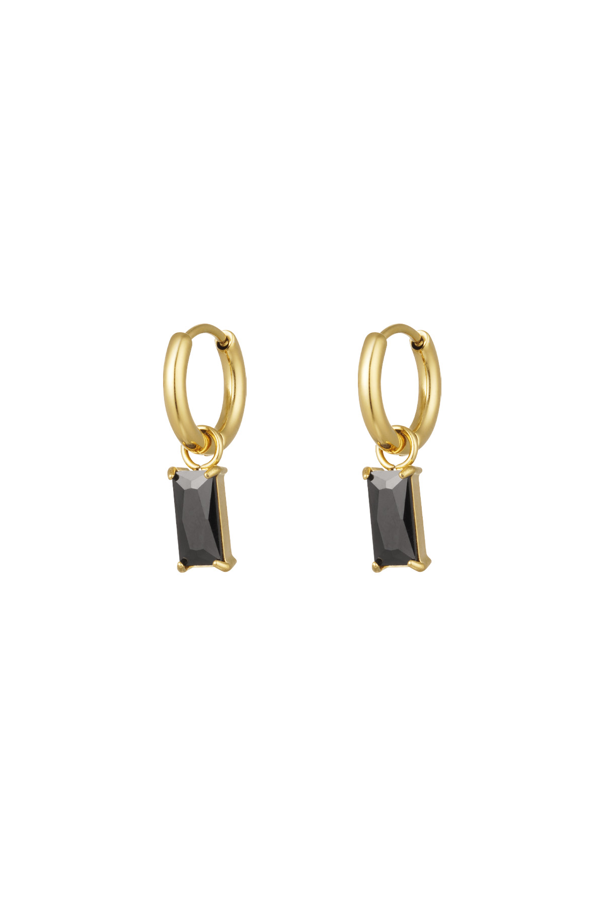 Earrings elongated stone - gold/black