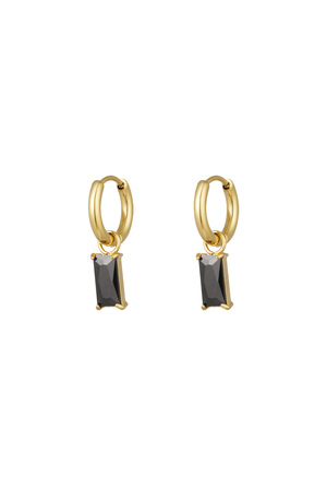 Earrings elongated stone - gold/black h5 