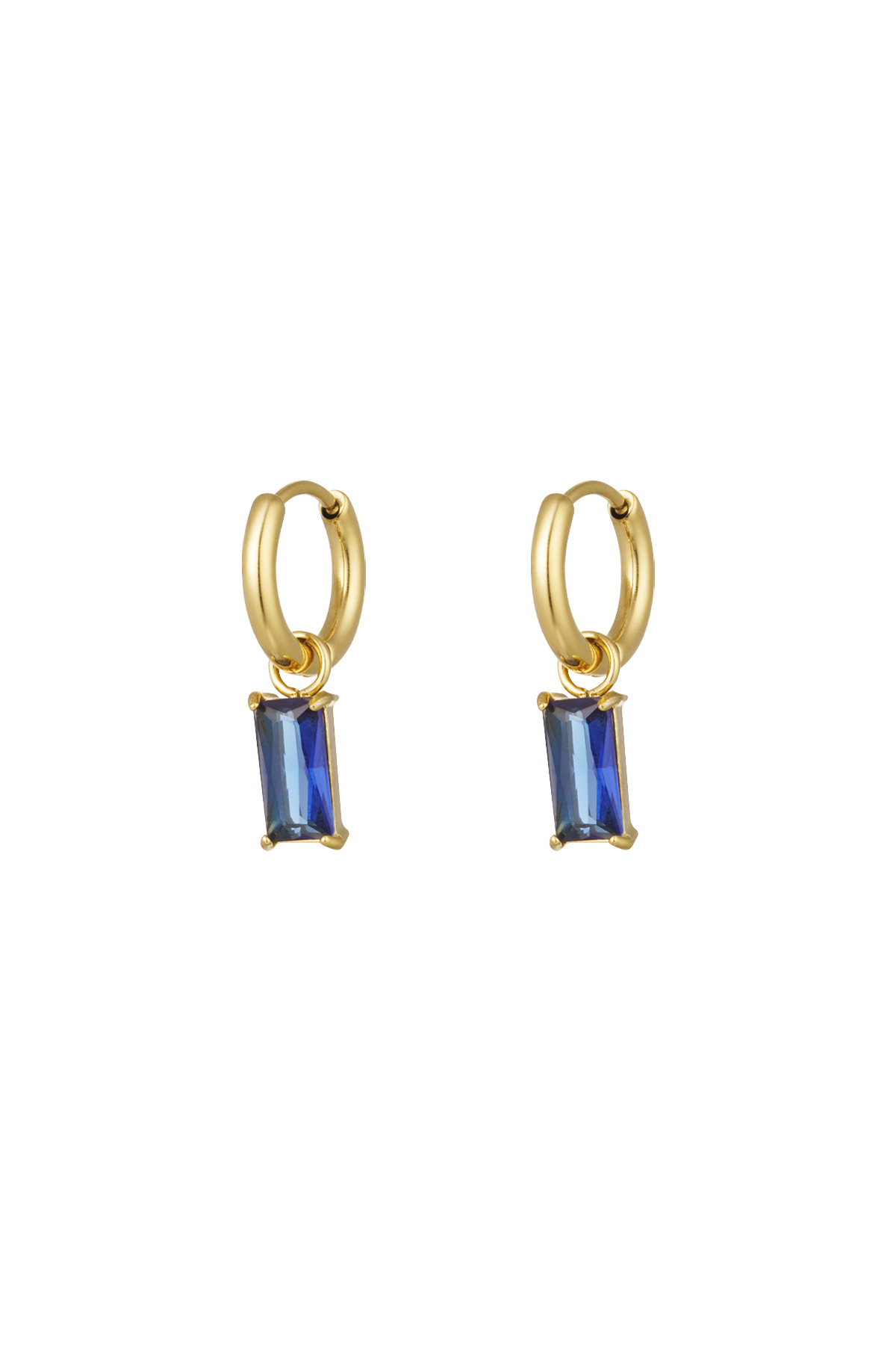 Oorbellen langwerpig steentje - goud/blauw h5 
