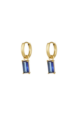 Ohrringe länglicher Stein - Gold/Blau h5 