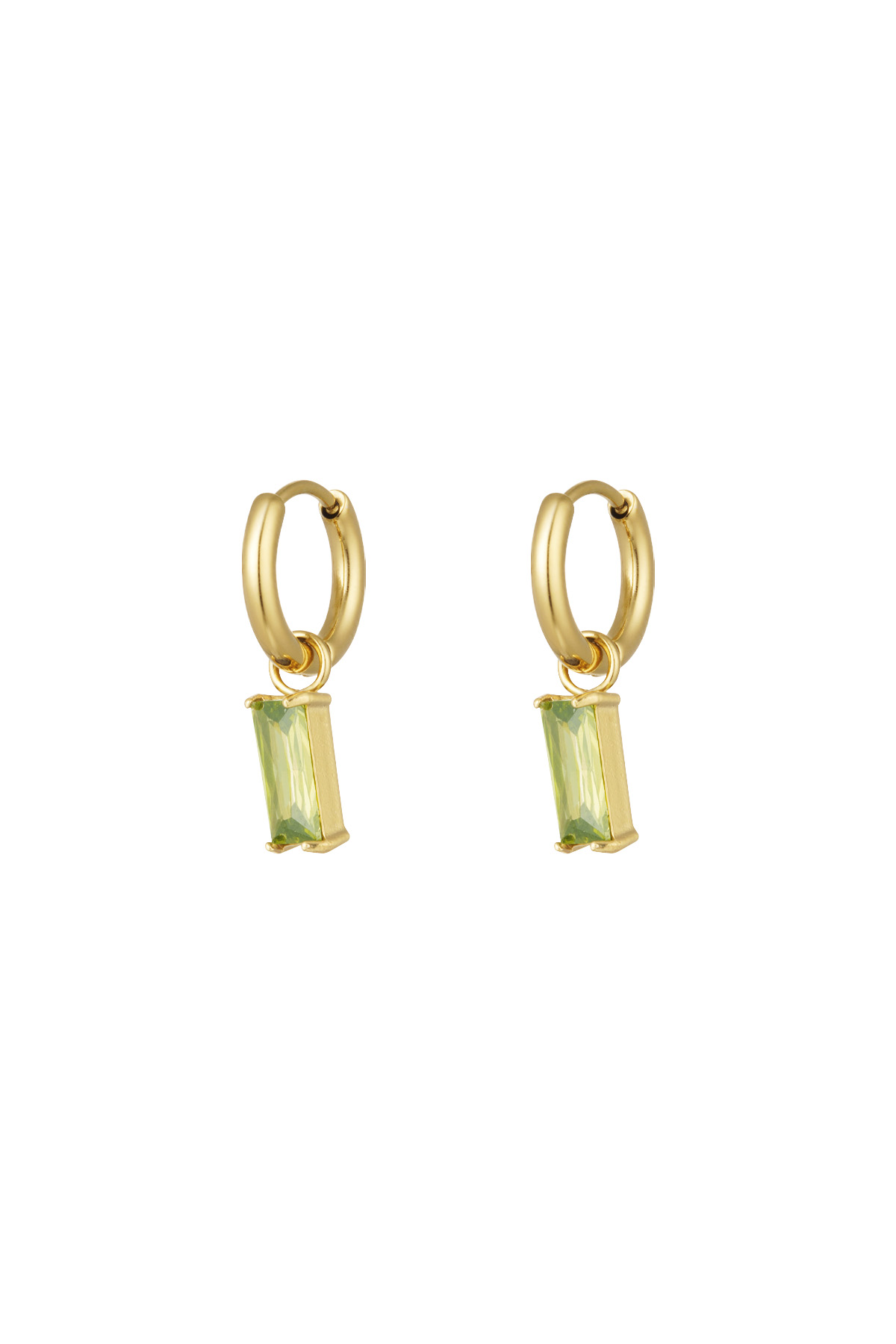 Earrings elongated stone - gold/green