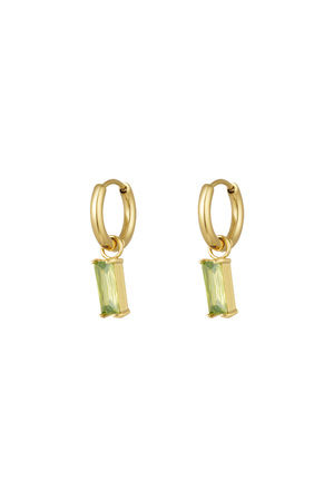 Boucles d'oreilles pierre allongée - doré/vert h5 