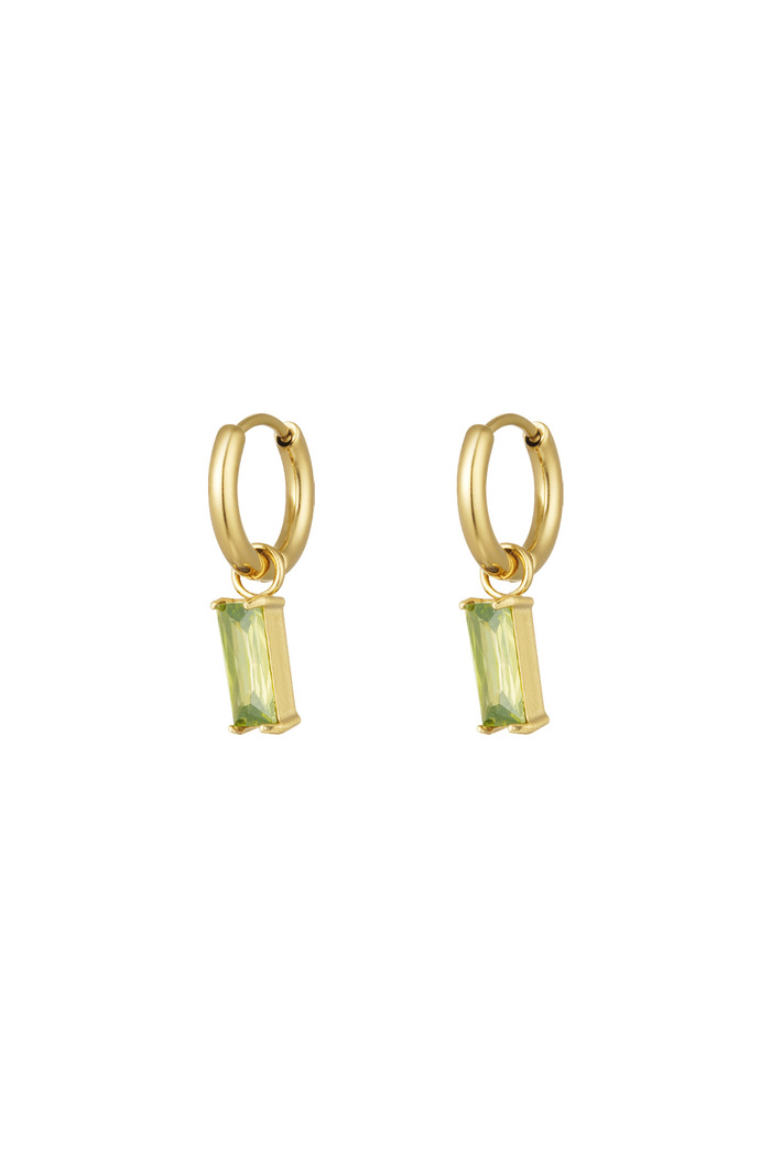 Earrings elongated stone - gold/green 