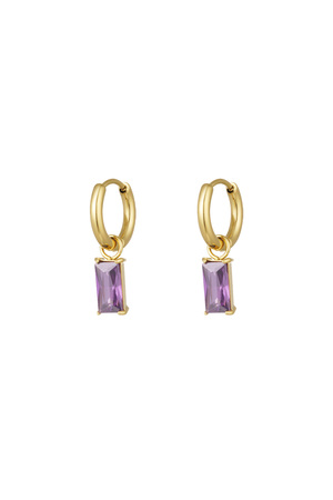 Earrings elongated stone - gold/purple h5 