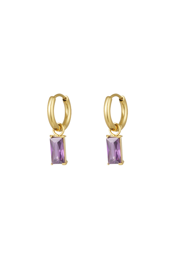 Earrings elongated stone - gold/purple 