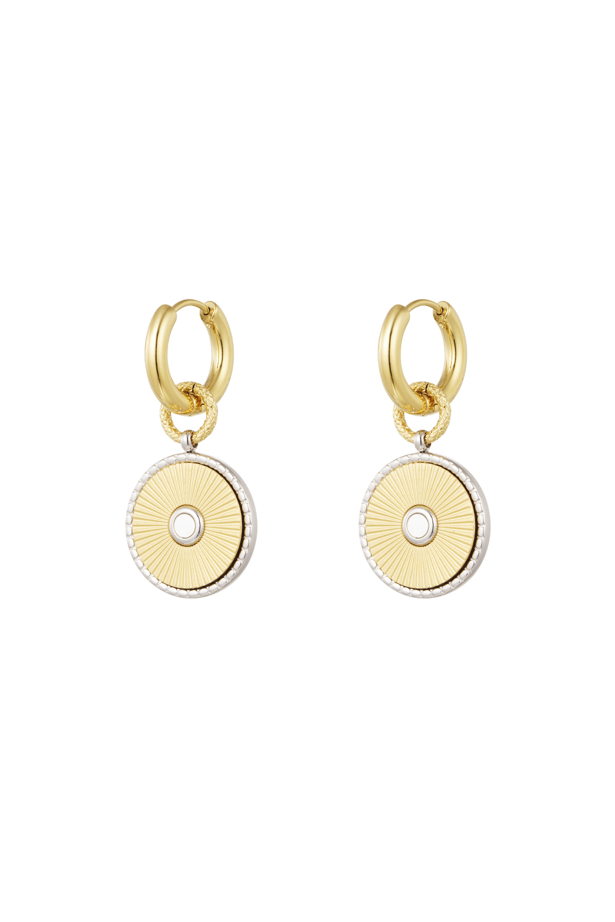 Round earrings - Gold color/silver