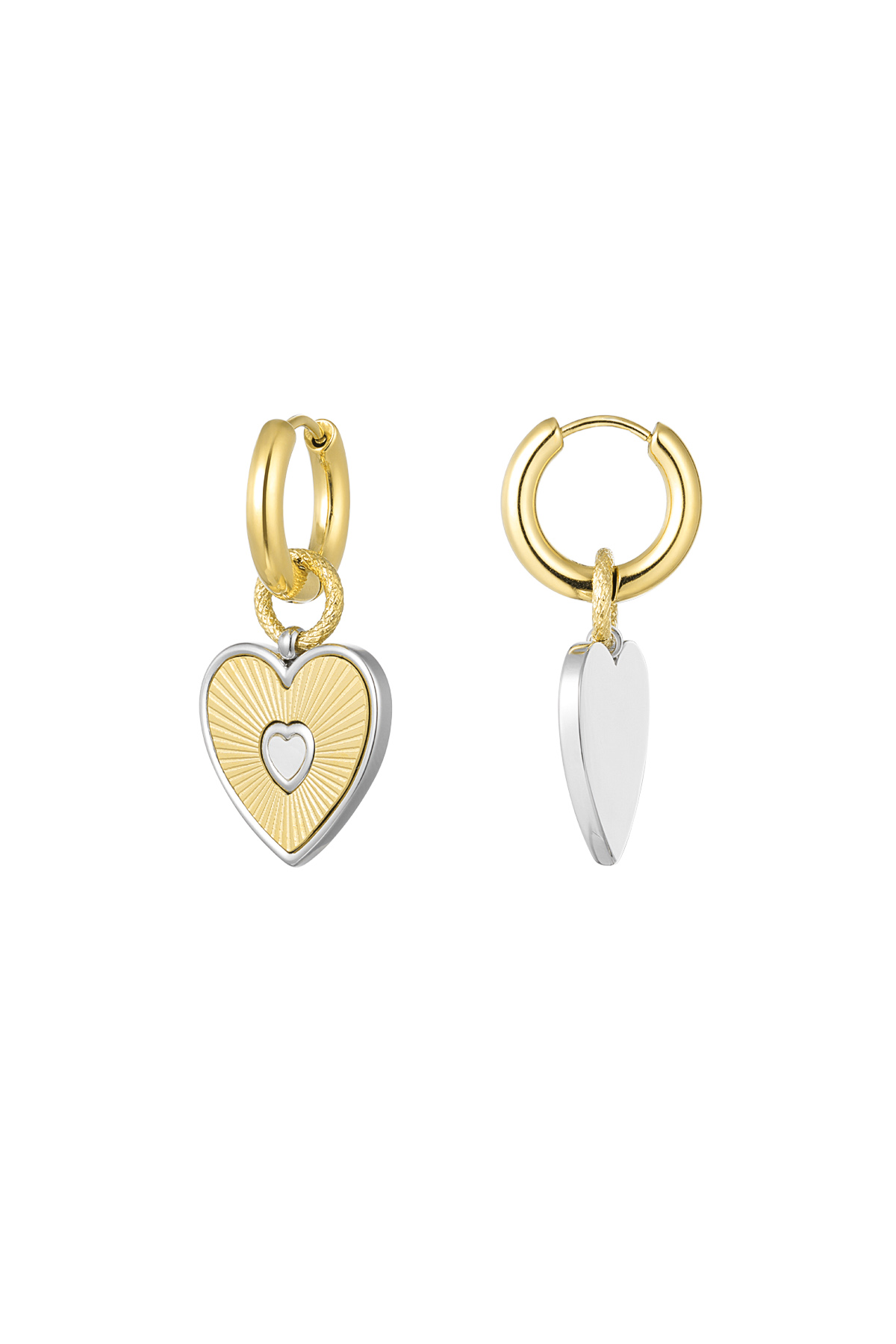 Earrings hearts - Gold color/silver 2