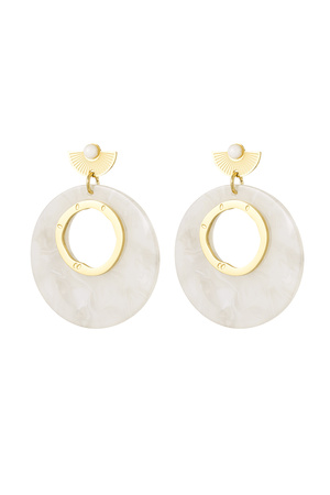 Ohrringe rund um weiße Details – gold/weiß h5 