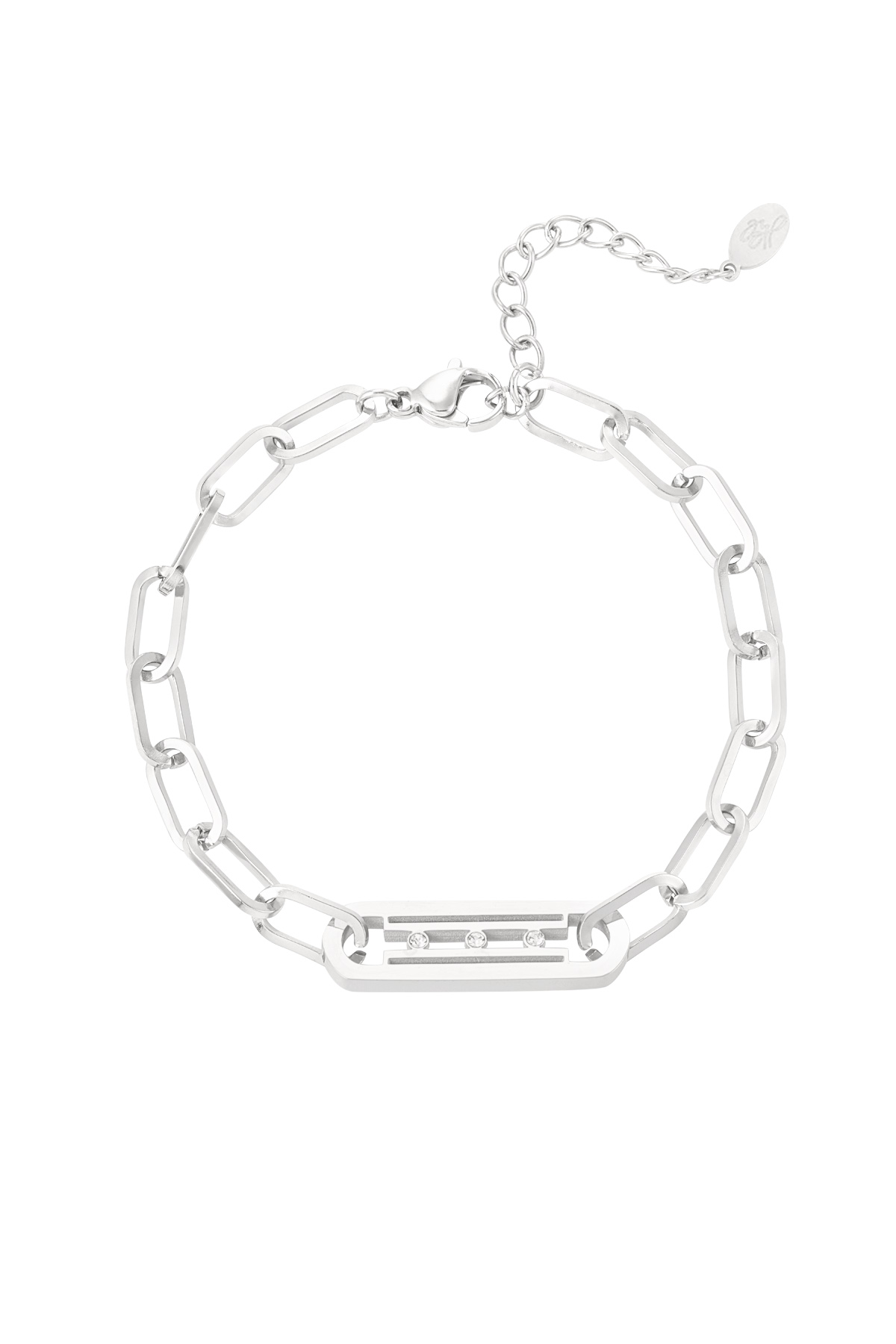 Link bracelet with stones - silver