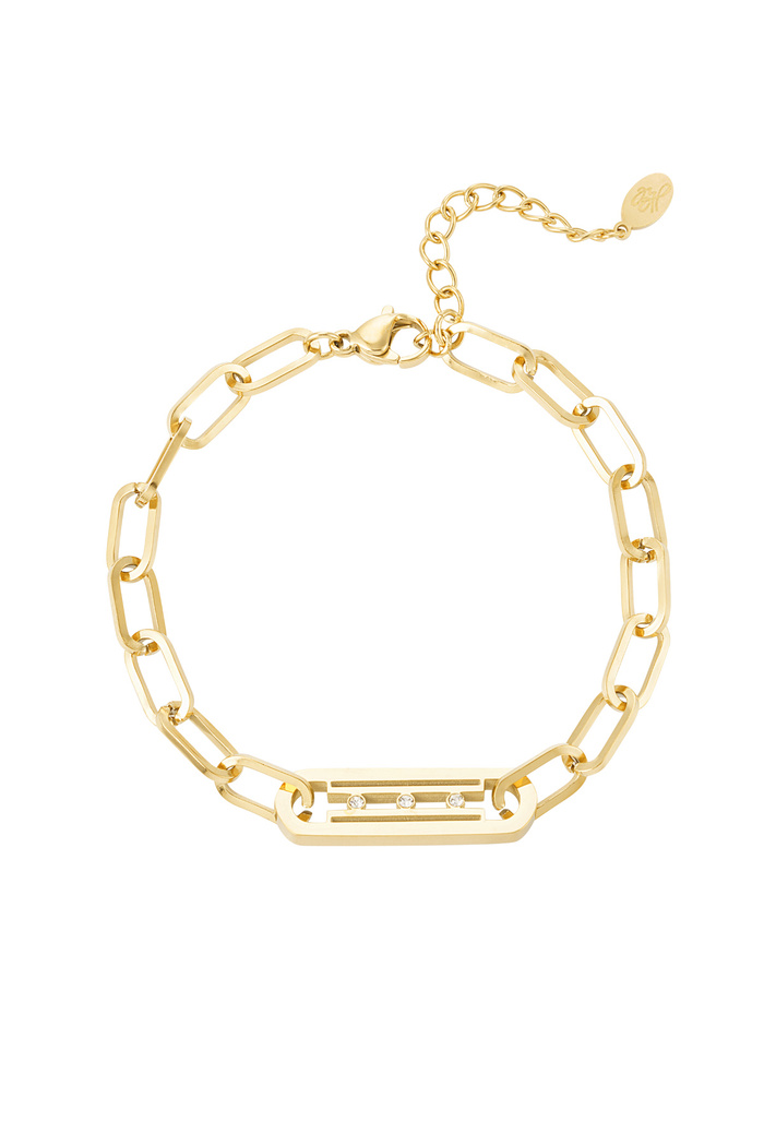Link bracelet with stones - gold 