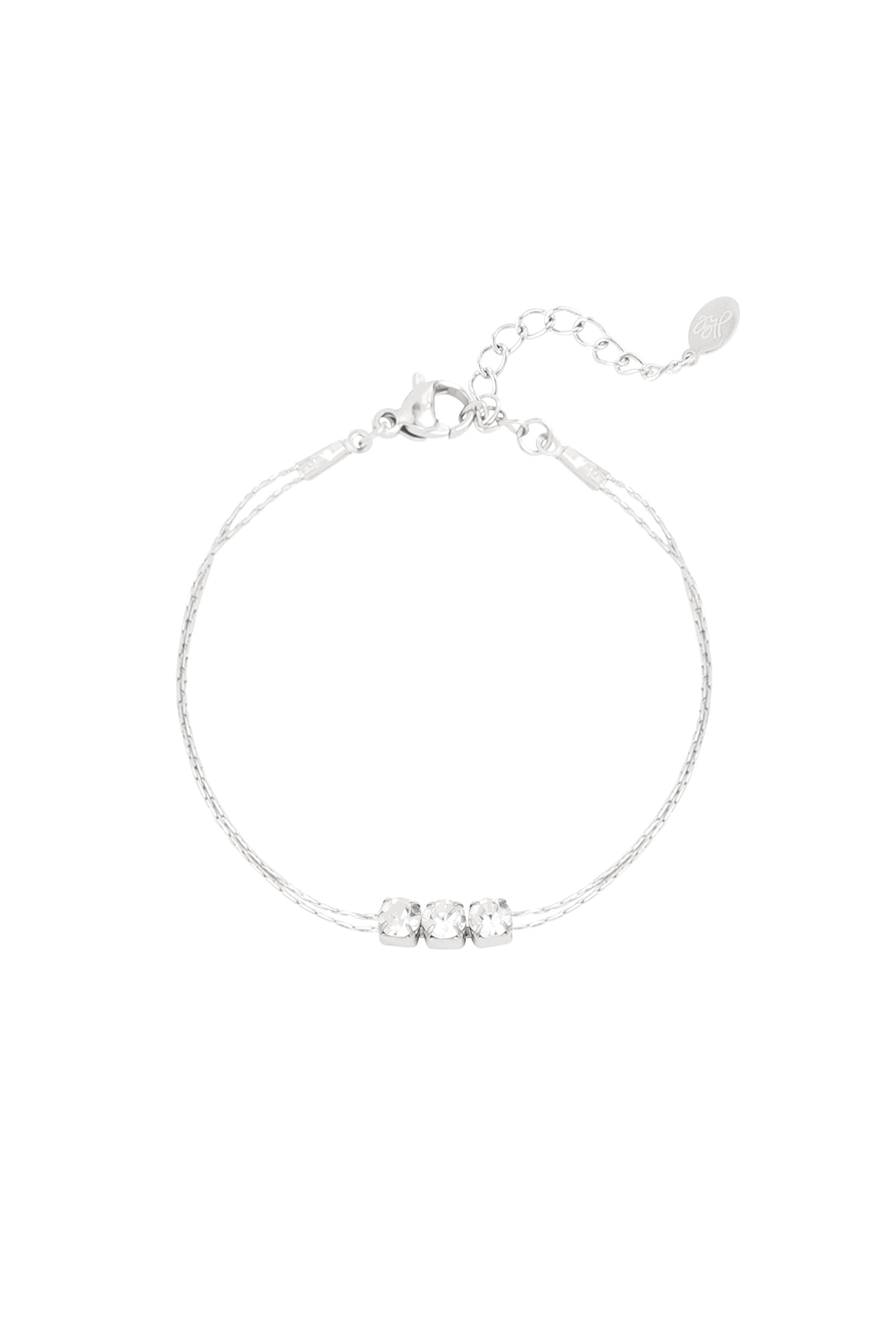 Bracelet silver with stone - white h5 