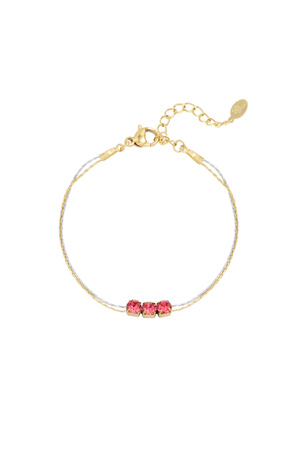 Bracelet gold/silver with stone - pink h5 