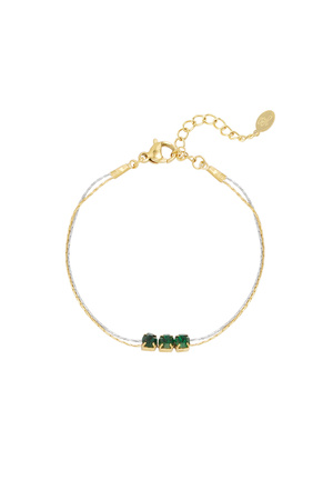 Bracelet gold/silver with stone - green h5 