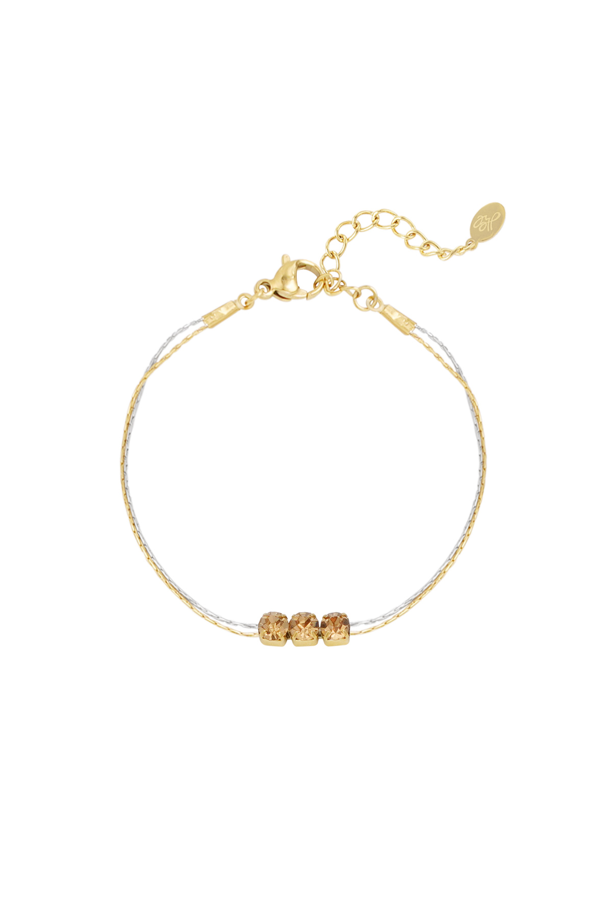 Bracelet gold/silver with stone - gold