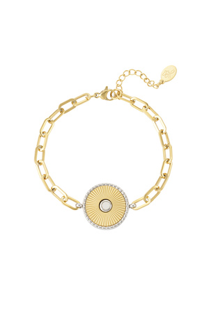 Schakel armband met goud/ zilver detail - goud h5 