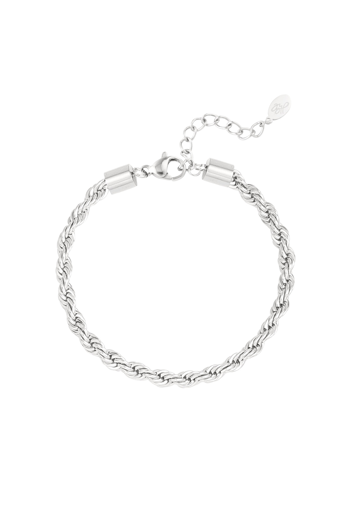Unisex bracelet twisted coarse - silver-4.0MM h5 