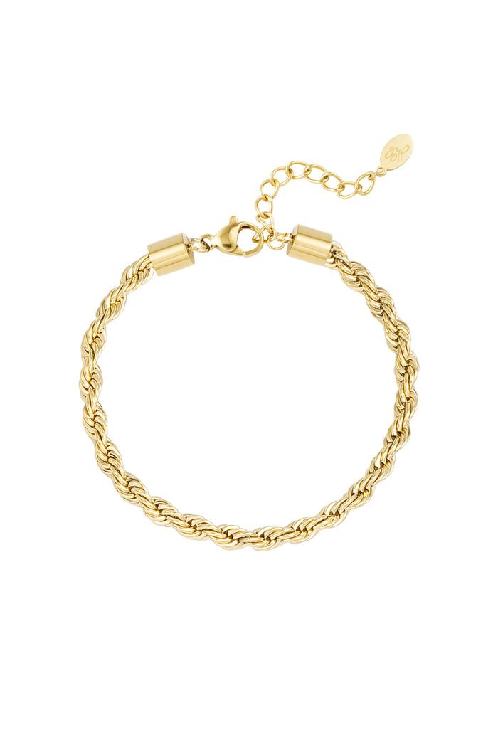 Unisex bracelet twisted coarse - gold-4.0MM 