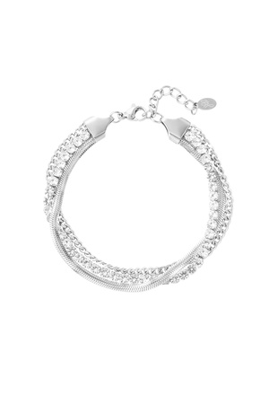 Bracelet double layer of stones - silver h5 