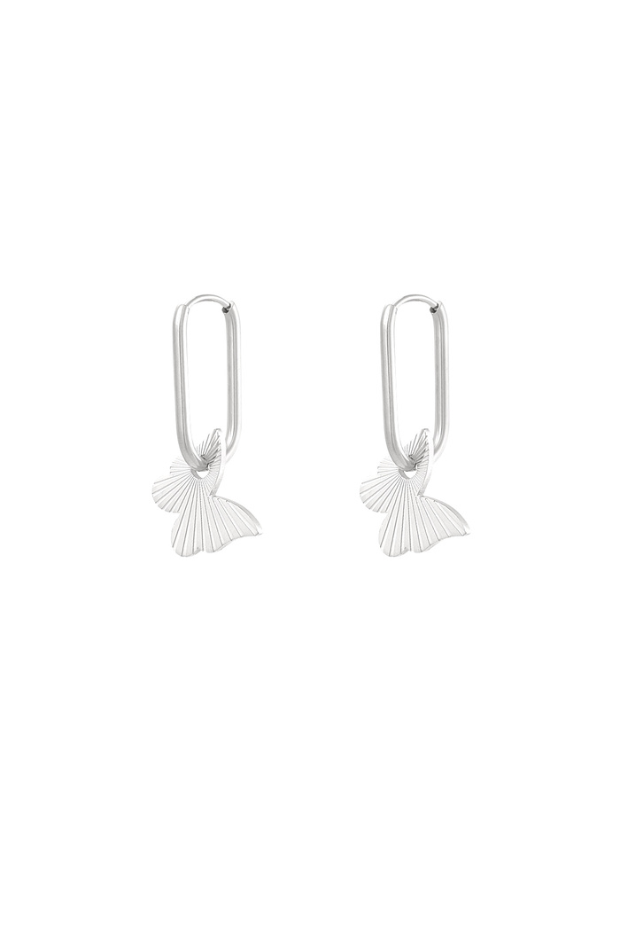 Elongated earrings with butterfly - silver 