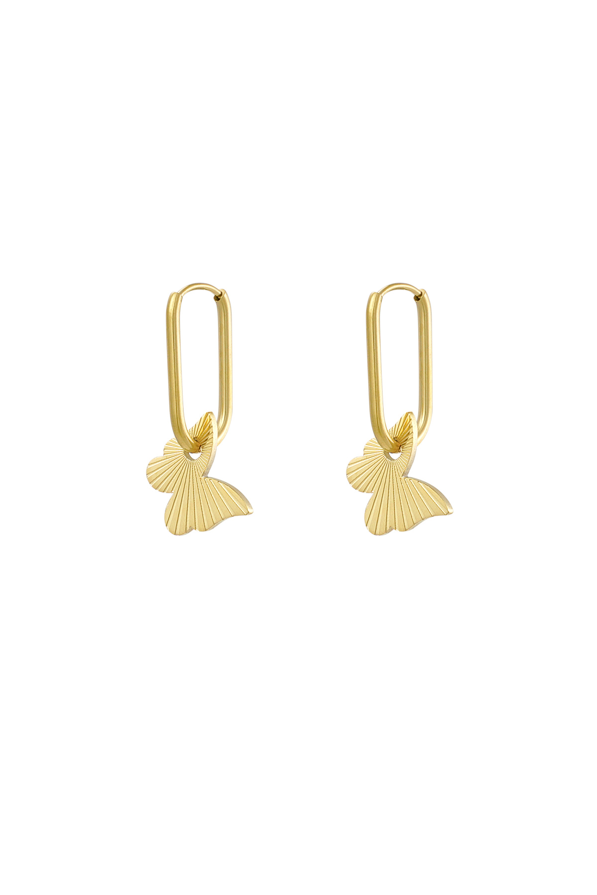 Elongated earrings with butterfly - Gold color