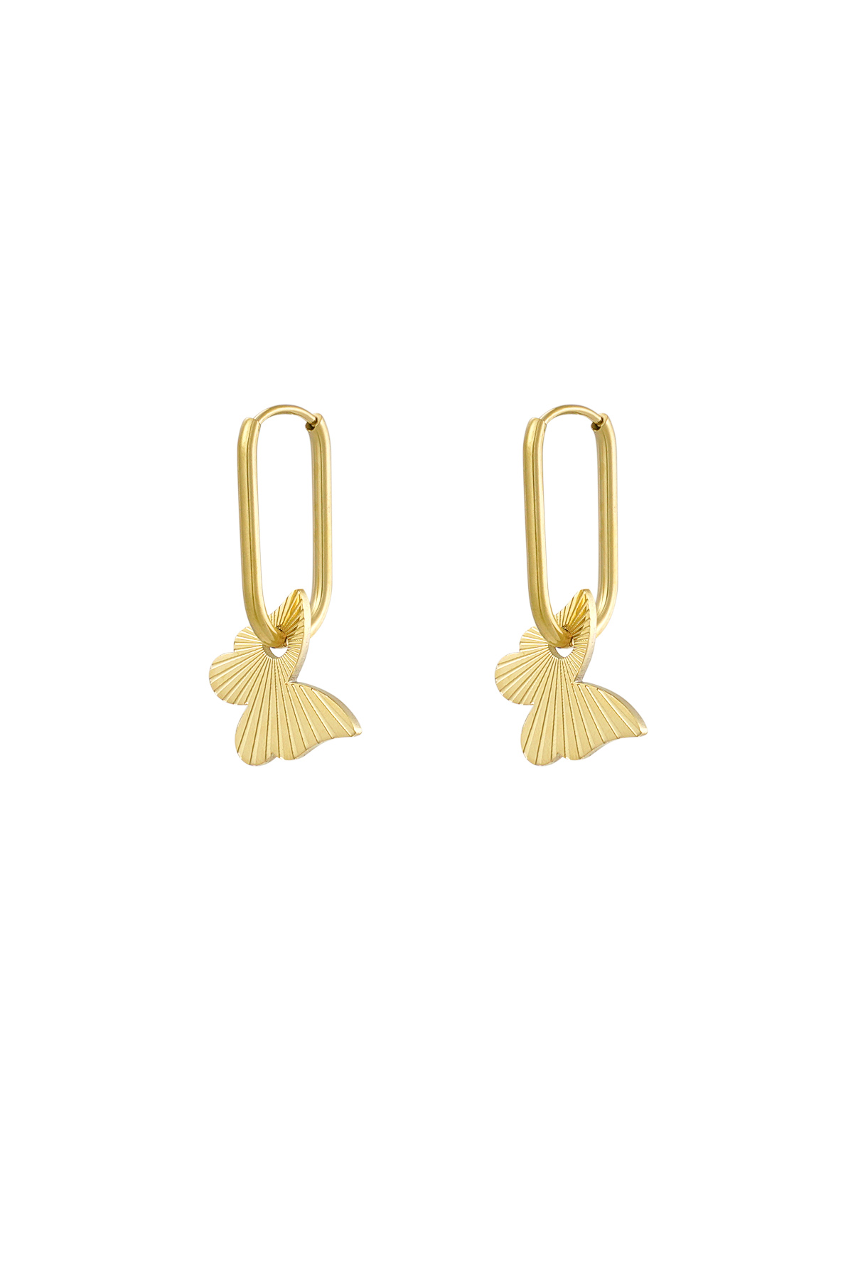 Elongated earrings with butterfly - gold 