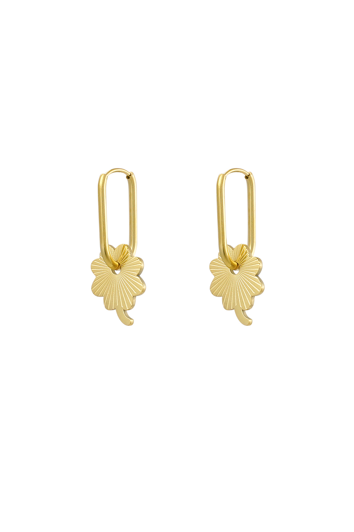 Earrings elongated with flower - gold h5 