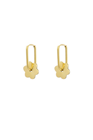 Earrings elongated round flower - gold h5 