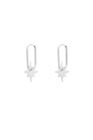 Elongated earrings with star - silver h5 