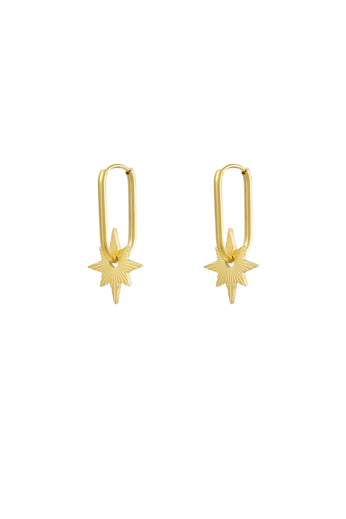 Elongated earrings with star - Gold color 2